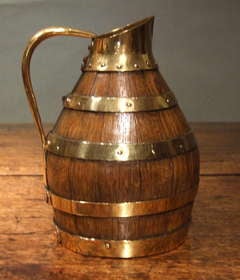 19th Century Oak and Brass Cider Jug