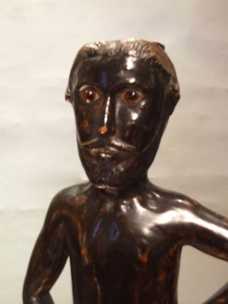 British English Folk Art Newel Post Figure of a Wildman For Sale