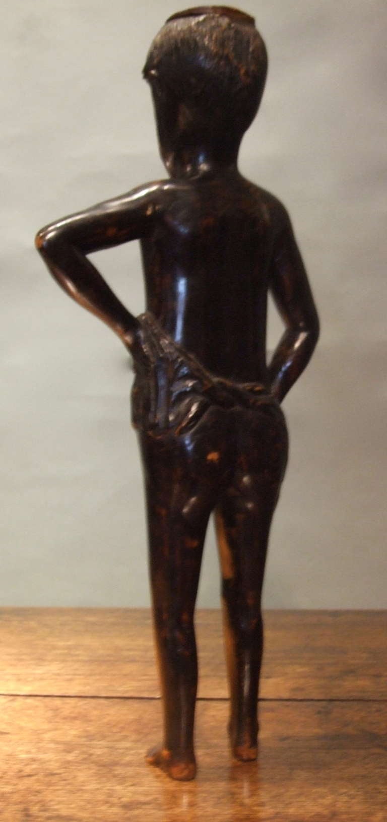 19th Century English Folk Art Newel Post Figure of a Wildman For Sale