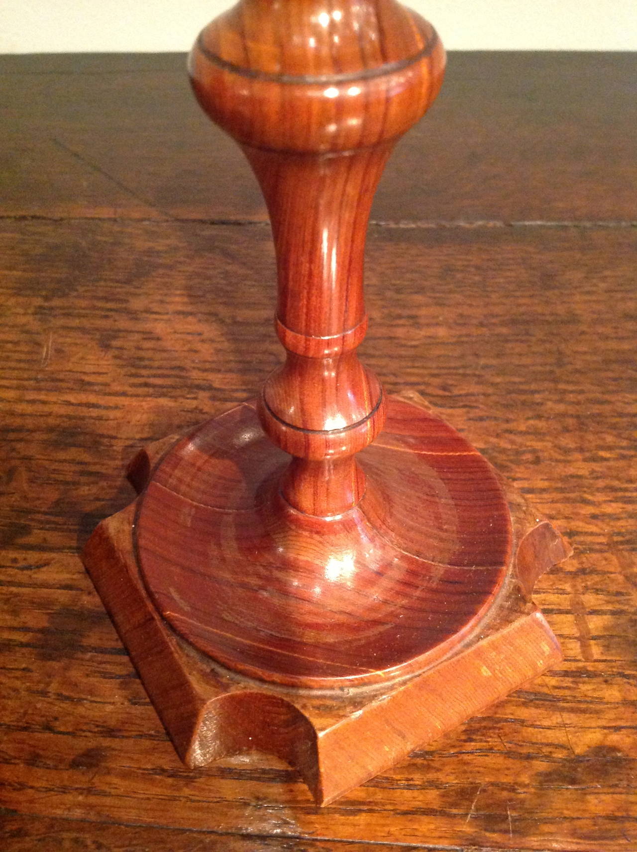 Queen Anne Pair of 19th Century Treen Candlesticks