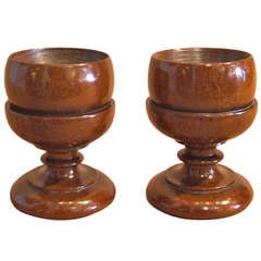 Antique Pair of 19th Century English Mahogany Open Salt Vessels