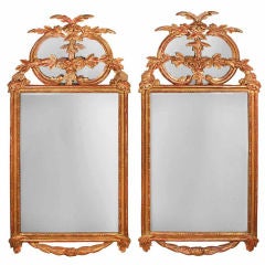 Antique Pair of Danish or Swedish Giltwood Mirrors
