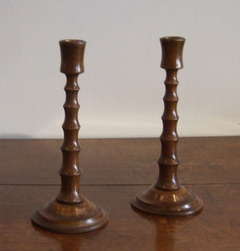 Pair of Bamboo Turned Candlesticks