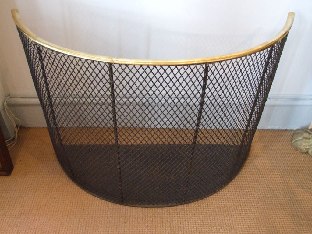 English Demilune Brass and Iron Fireplace Nursery Guard