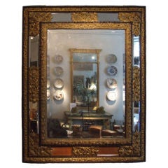 Dramatic  Late 17th/early 18th c. Flemish Brass Filigree Mirror