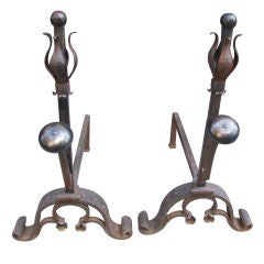 Arts and Crafts Stylized Tulip Andirons
