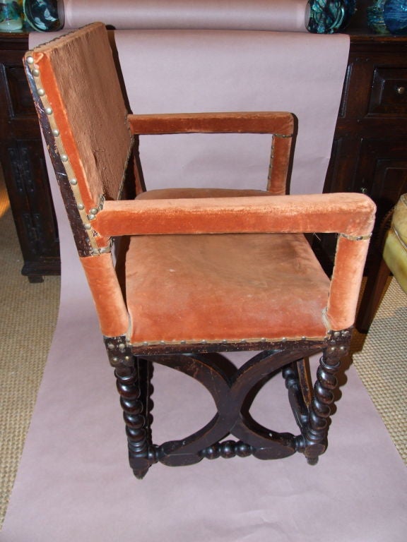 Late 17th c  Walnut Bobbin Turned Hall Chair