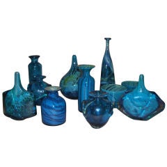 Vintage Collection of Deep Blue Mdina Glass