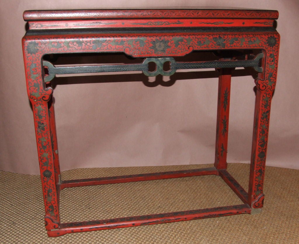 19th Century Chinese Red Lacquer Table