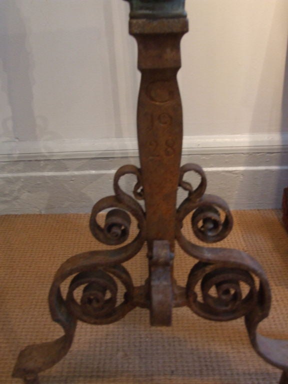 English Iron Boot Scraper with Ram's Head Finial For Sale