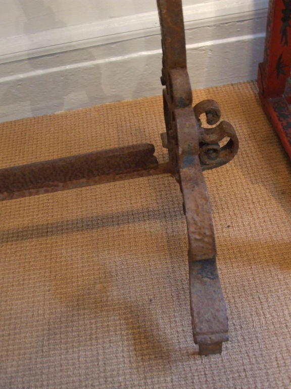 20th Century Iron Boot Scraper with Ram's Head Finial For Sale