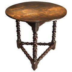 Antique Charles II Oak Cricket Table