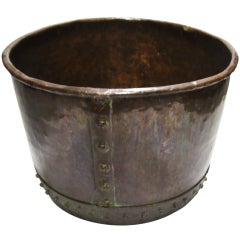 Antique English Rivetted Patinated Copper Log Bin