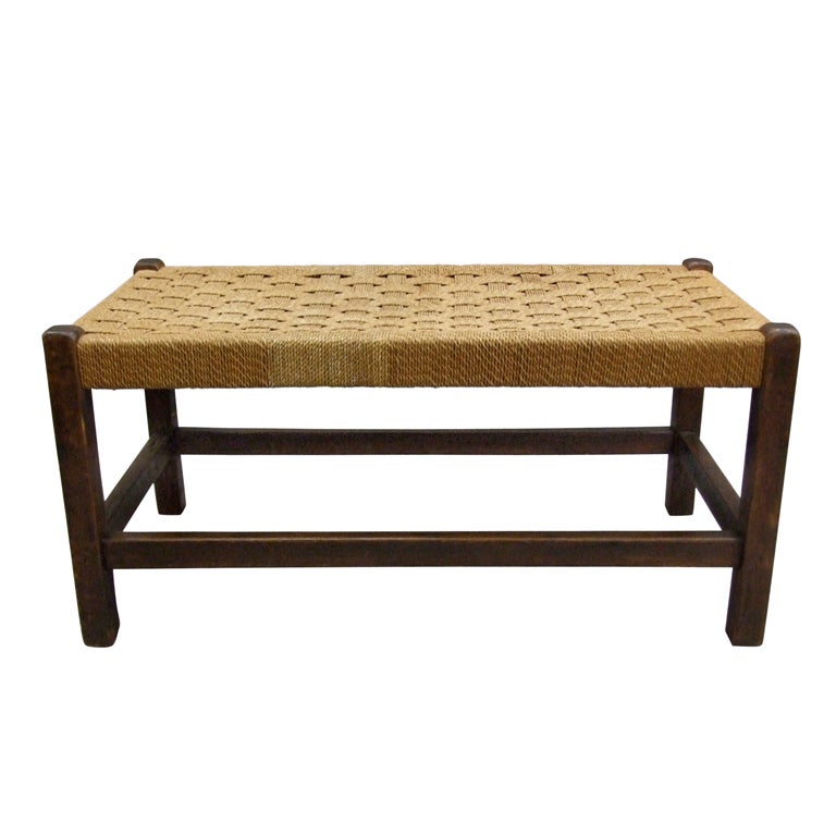 English 1920's Woven Hemp Stool