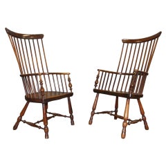 Rare Pair of Scottish Comb Back Windsor Armchairs