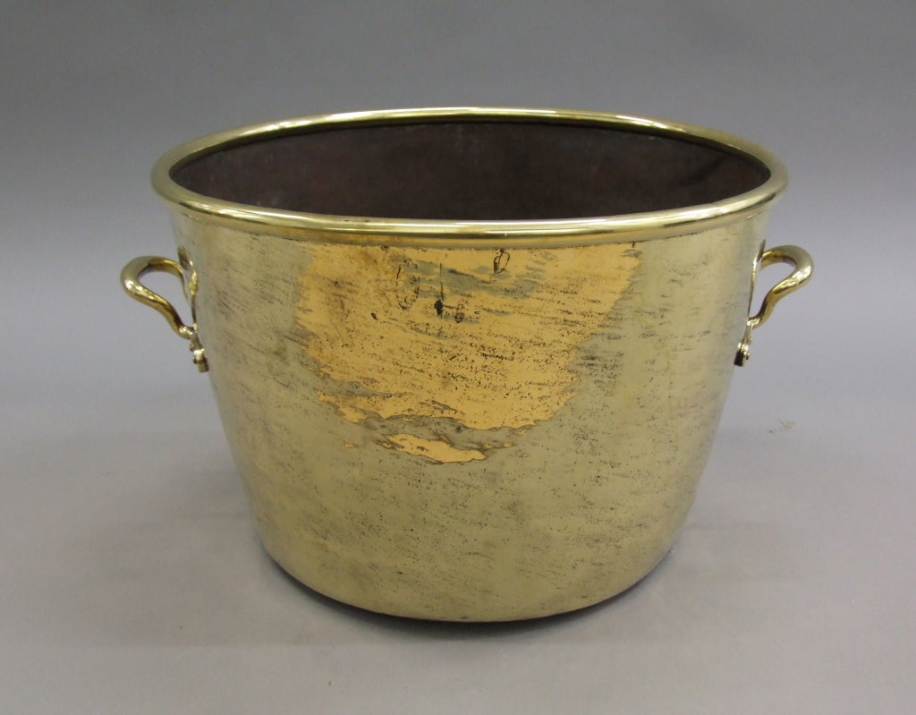 English Early 19th Century Brass Two Handled Pot