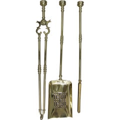 Set of English 19th Century Brass Fire Tools