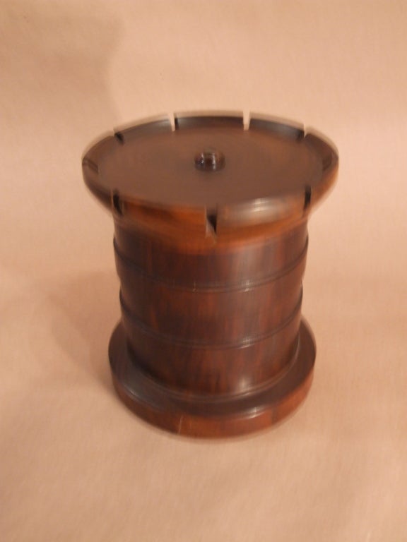19th Century Turned Lignum Vitae Turret Form String Box