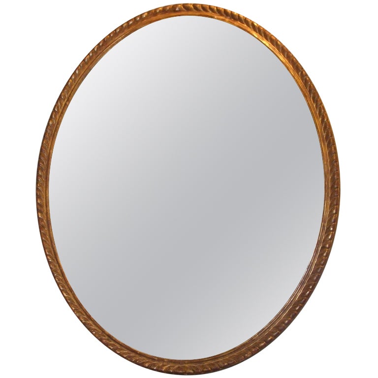 Large George III Oval Gilt Wood Mirror
