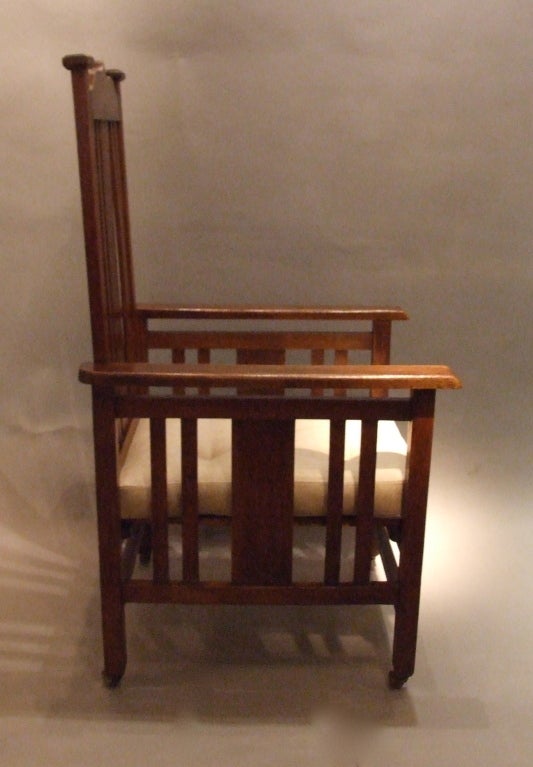 English Arts and Crafts Oak Armchair For Sale 2