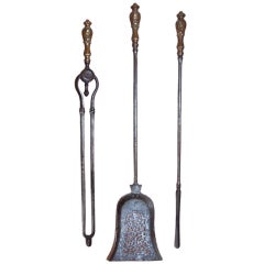 Set of 19th Century Bronze and Steel Fire Tools