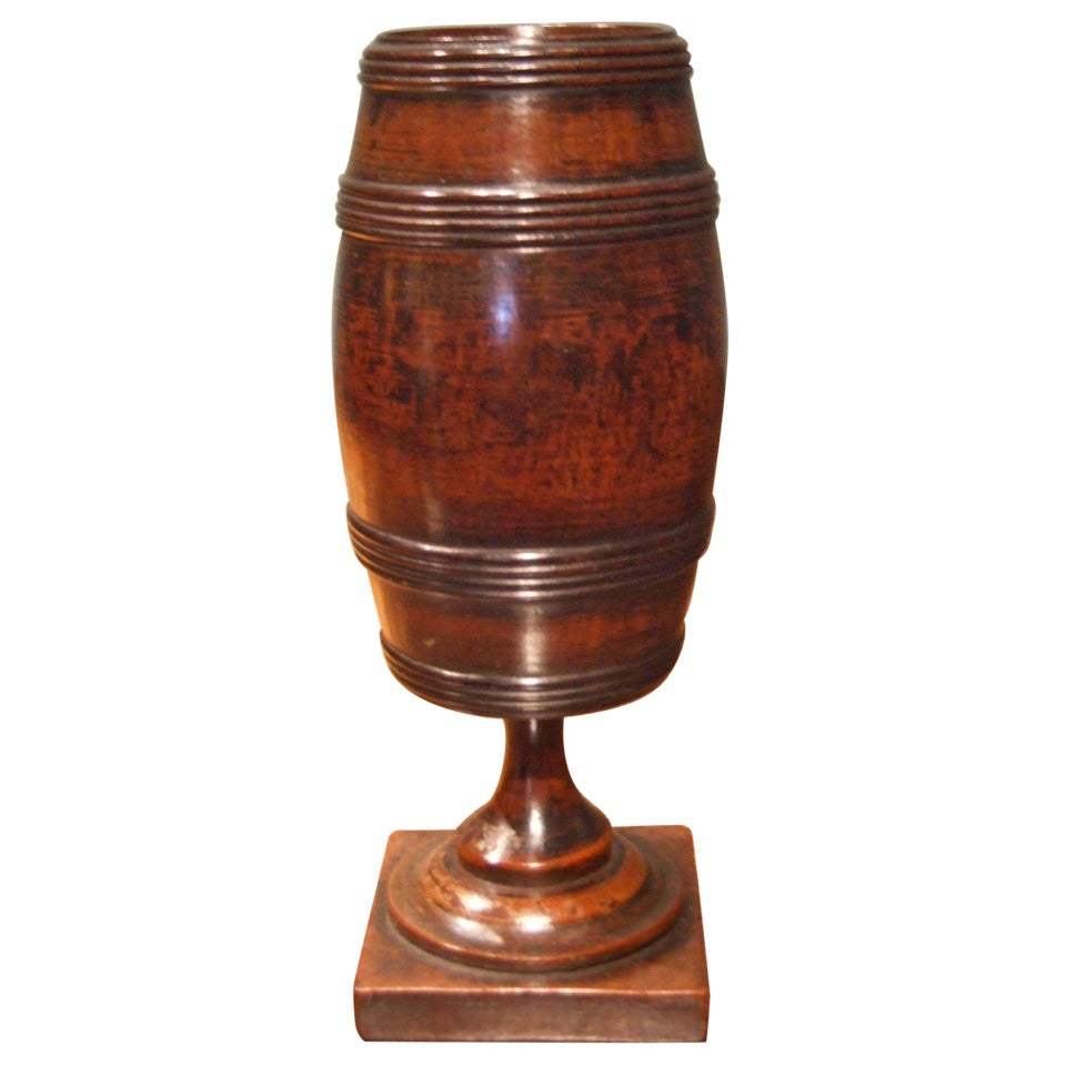Georgian Mahogany Turned Barrel Form Box on Plinth Base