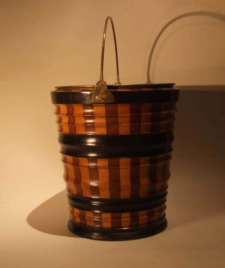 19th Century Dutch Mixed Wood Coopered Bucket In Excellent Condition In Greenwich, CT