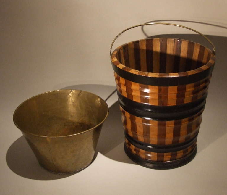 Mahogany 19th Century Dutch Mixed Wood Coopered Bucket