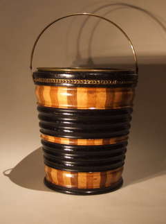 Ebonized and Mixed Wood Dutch Coopered Bucket