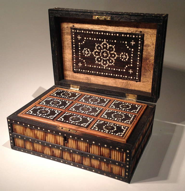antique porcupine quill box