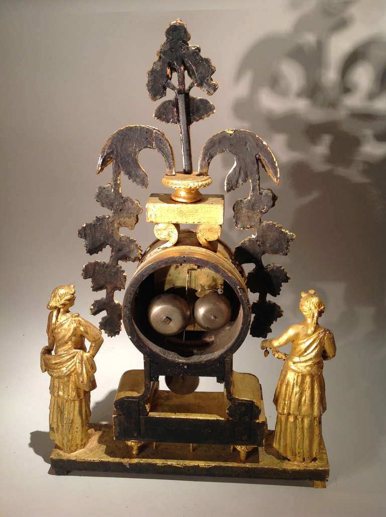 Swedish Neoclassical Giltwood Clock 1