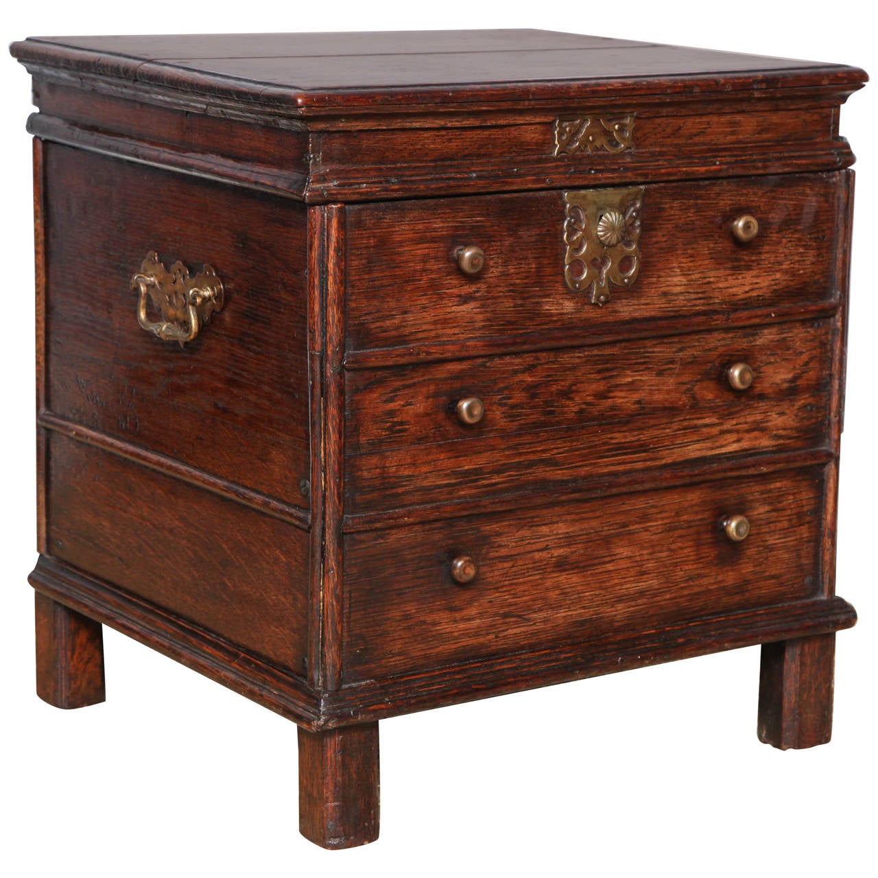 17th Century English Oak Square Chest at 1stDibs