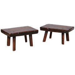 Pair of 19th Century Plank-Top Stools