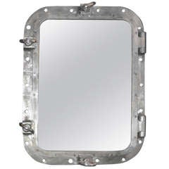 1940s Aluminum Rectangle Ship Mirror, France