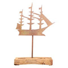 19th C Silohuette Ship Weathervane