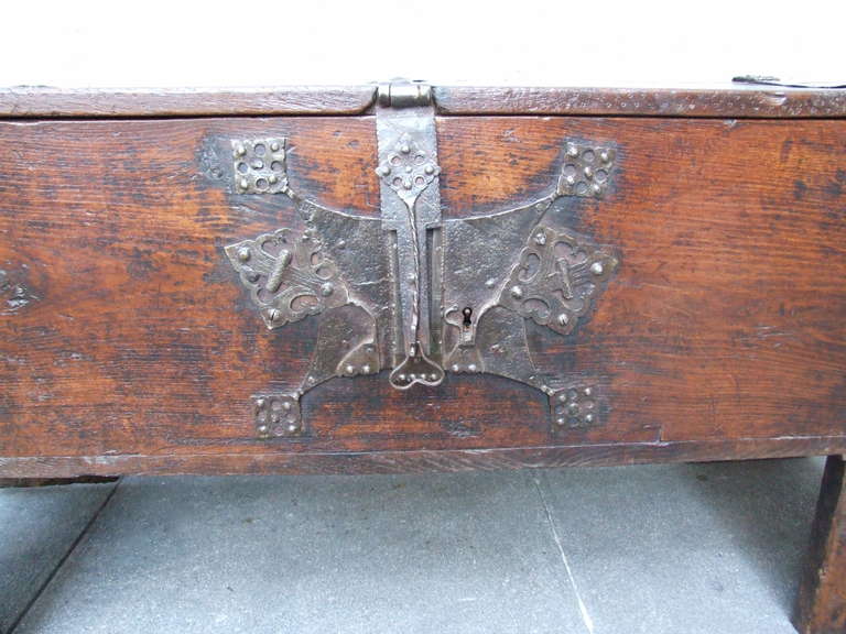German 16th Century Westphalian Oak and Iron Coffer
