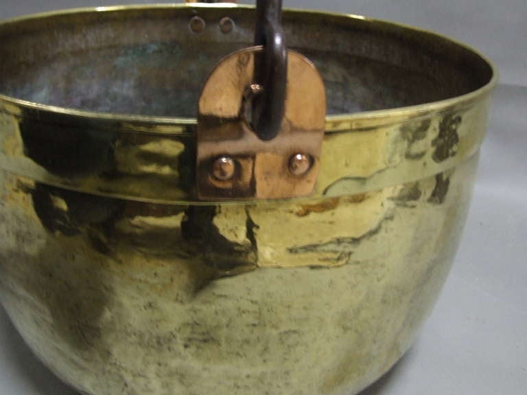 18th c. English Brass Hand Hammered Log Bin