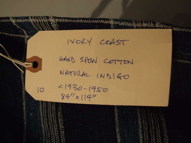 Tela índigo natural de algodón hilado a mano de Costa de Marfil Marfileño en venta