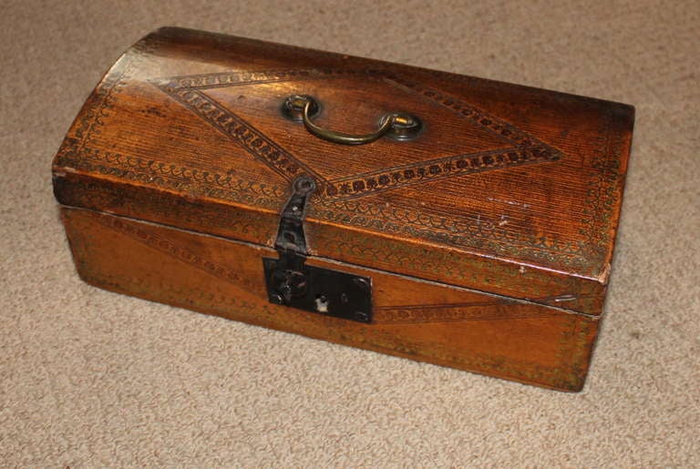Georgian English Tooled Leather Document Box