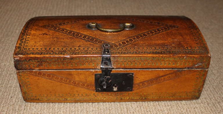 English Tooled Leather Document Box In Excellent Condition In Greenwich, CT