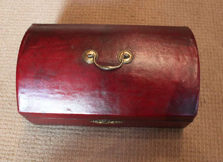 Georgian Red Leather Document Box In Good Condition In Greenwich, CT