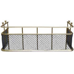 English Brass and Iron Fire Fender - 34 1/2" Wide English Brass and Iron Fire Fender - 34 1/2" Wide