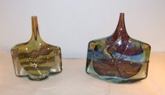 Two Mdina Glass "Axe Head" vases