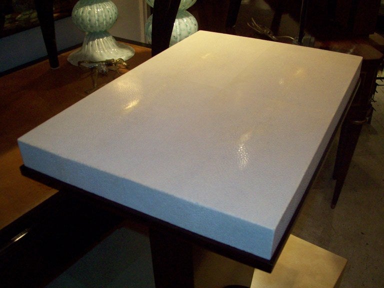 Contemporary Custom Art Deco Style Macassar Ebony Table with Shagreen Top