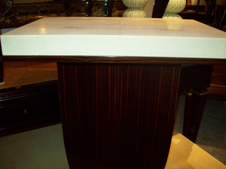 Custom Art Deco Style Macassar Ebony Table with Shagreen Top 2