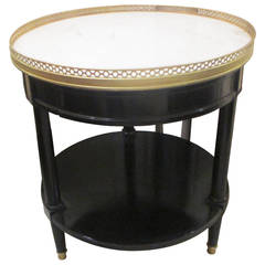 Louis XVI Style Marble-Top Bouillotte Table with Brass Gallery 12