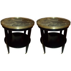 A Pair Of Marble-top Two-tiered Bouillote Tables