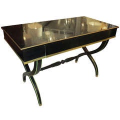 Lacquered Brass-Mounted Writing Desk with Pullout Drawer