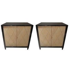 Exquisite Pair of Lacquered Cabinets with Parchment Doors