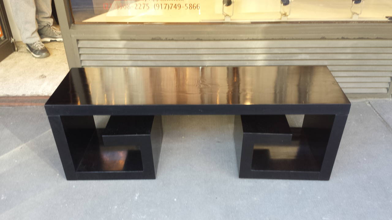 Sculptural Ebonized Coffee Table or Bench with Greek Key Pattern Base